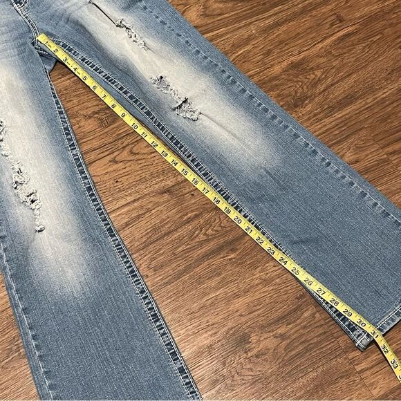 Twenty One Black Stretchy Distressed Regular Low-rise Slim Boot Jeans 15/16 - Picture 7 of 8